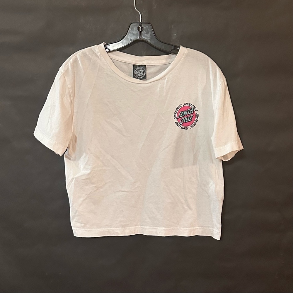 Santa Cruz Women’s White Crop Top Skate Surf T-Shirt Tee